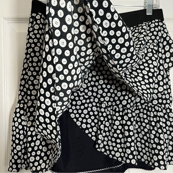 MAEVE by ANTHROPOLOGIE Button Black and white ruffle wrap Skirt | size large - Picture 2 of 8